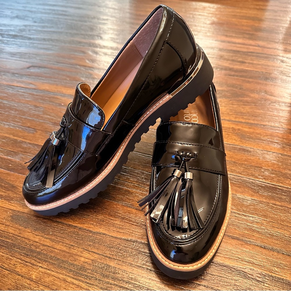 Like New Franco Sarto Carolynn Patent Tassel Lug Sole Platform Loafers